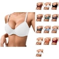 thumbnail image 1 of Women's Thin Solid Color Push Up Underwire Bra – Seamless Spaghetti Strap Padded T-Shirt Bra for Comfortable, Breathable, Supportive Everyday Wear, 1 of 7