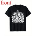 thumbnail image 1 of Women's "This Is What A Freakin' Awesome Co-Worker Looks Like" Bold Graphic T-Shirt Short Sleeve Round Neck Top Black S-5XL, 1 of 5