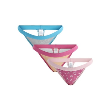 Way to Celebrate Women's Thong Panties with Lace Trim, 3-Pack, Sizes S-XXL