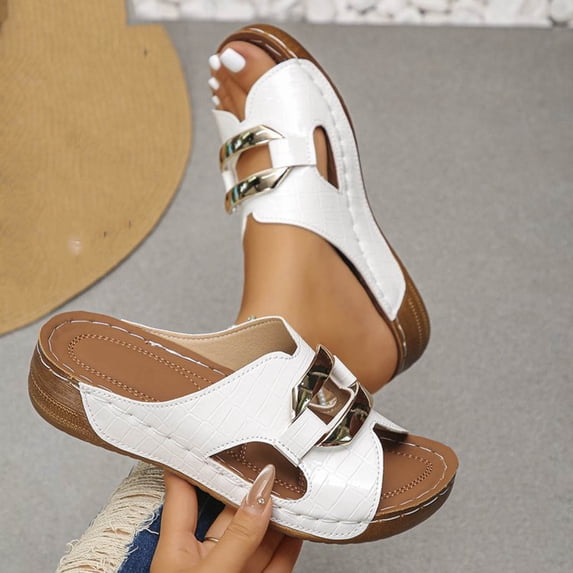 Women's Thong Sandals Indoor and Outdoor Beach Flip Flop Fashion Casual Versatile Roman Style Spring And Summer Breathable Thick-Soled Beach Sandals