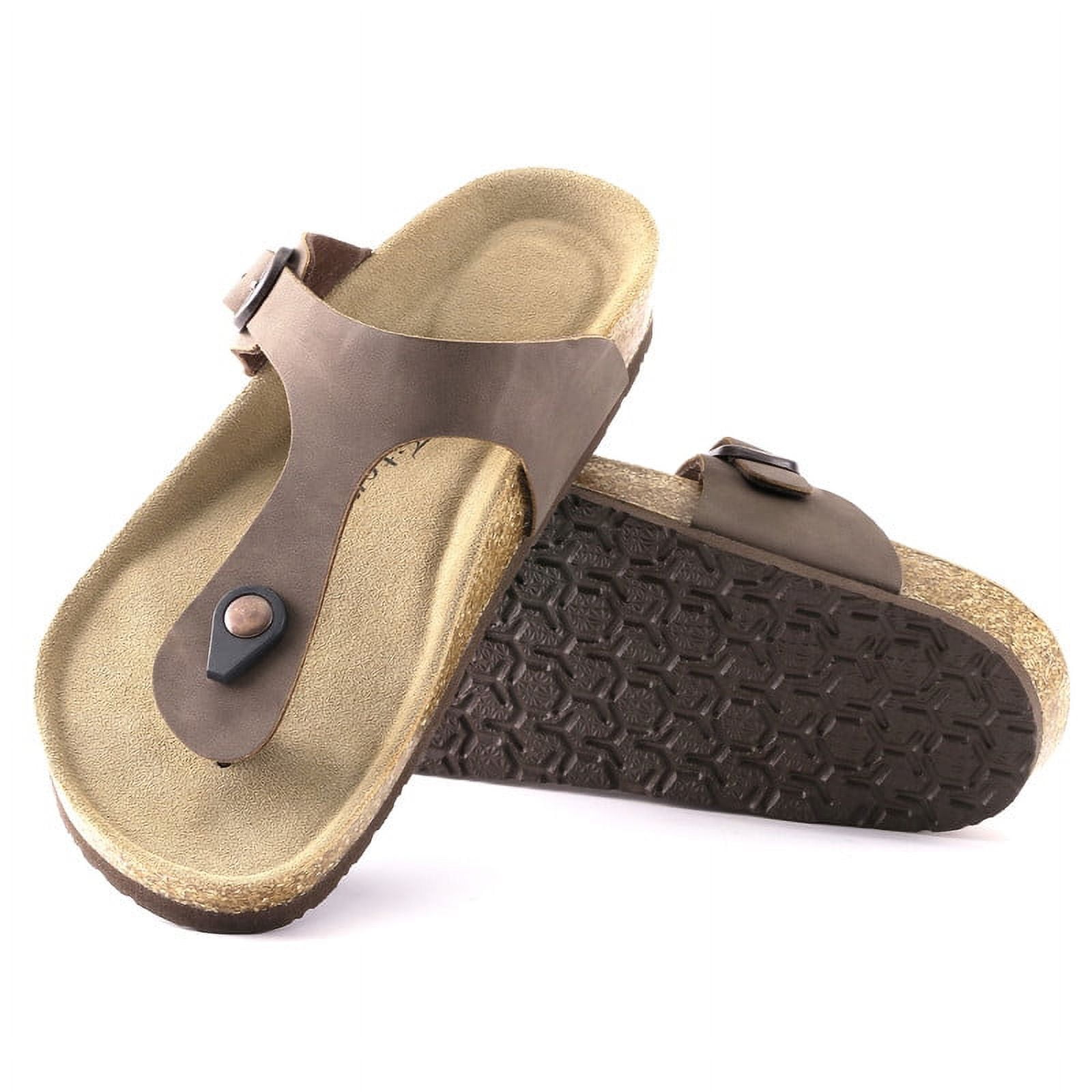 Women's Thong Slide Sandal with Cork Footbed, Arch Support Flat Sandals