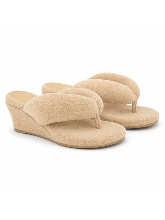Women's Thong Wedge Sandals, Platform Flip Flop High Heel Outdoor Slide Sandals