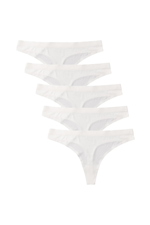 Women's Thongs Underwear Fashion 5 Pack Casual Seamless Trendy V-Shape Underpants Breathable Lightweight Soft Briefs