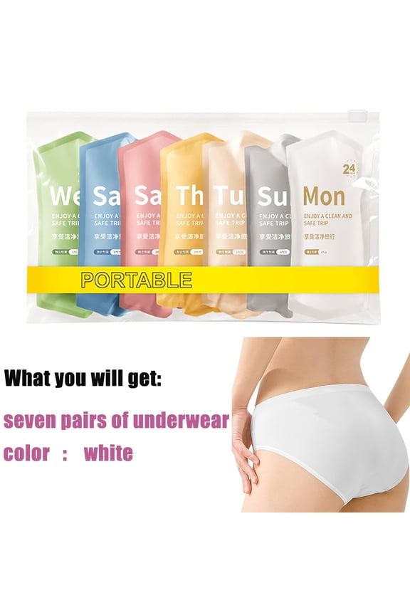 Women's Thongs Underwear Fashion 7Pc Disposable One-Time Travel Cotton Trendy V-Shape Underpants Breathable Lightweight Soft Briefs