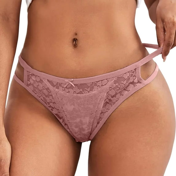 Women's Thongs Underwear Fashion Cute Lace High-Waist Seamless Trendy V-Shape Underpants Breathable Lightweight Soft Briefs