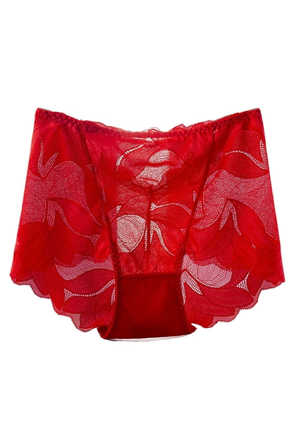 Women's Thongs Underwear Fashion Plus Size High-Waist Lace Seamless Trendy V-Shape Underpants Breathable Lightweight Soft Briefs