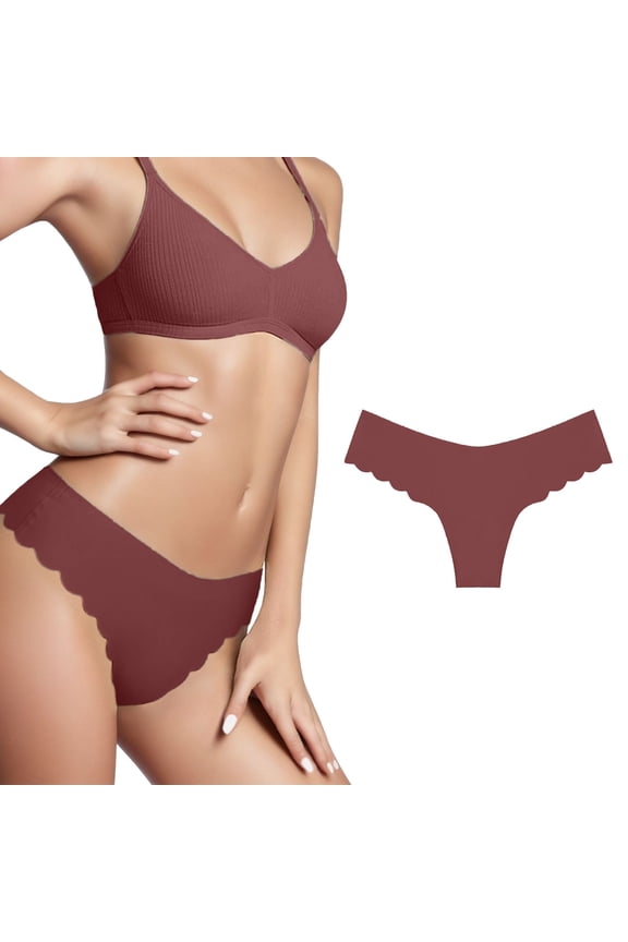 Women's Thongs Underwear Fashion Seamless Suit Multicolor Trendy V-Shape Underpants Breathable Lightweight Soft Briefs