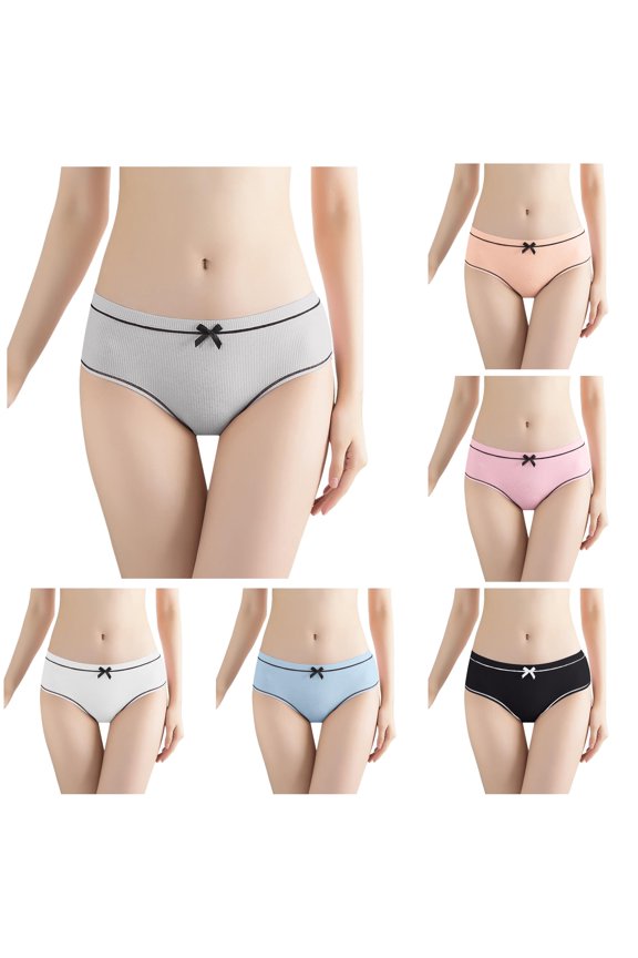 Women's Threaded Mid Waist Cute Plus Size Soaking Wet Air Not Tight Panties Bikini Underwear for Women XXL