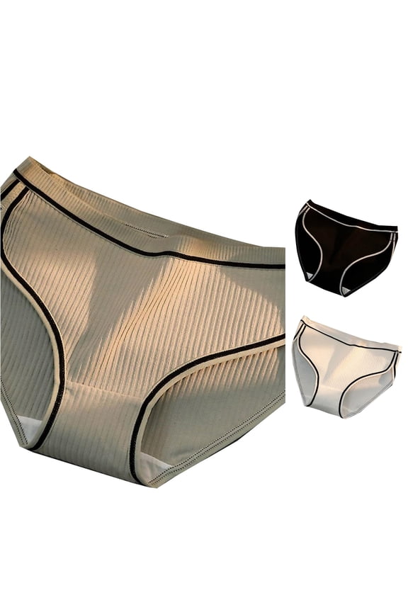 Women's Threaded Threaded Mid Rise Panties plus Size Underwear Brief for Women