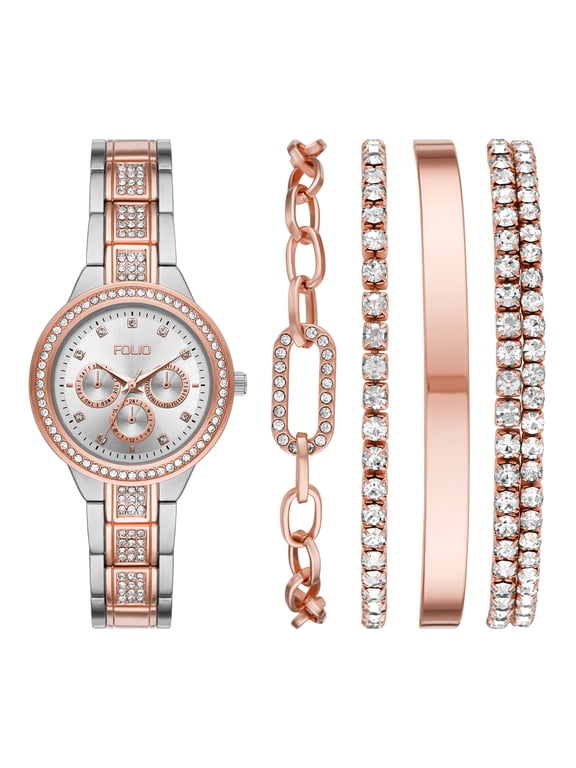 Women's Three-Hand, Silver-Tone Alloy Watch Gift Set