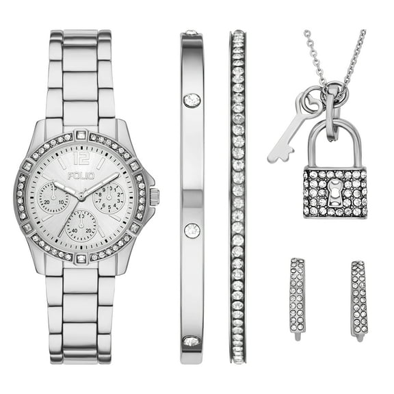 Women's Three-Hand, Silver-Tone Alloy Watch Gift Set