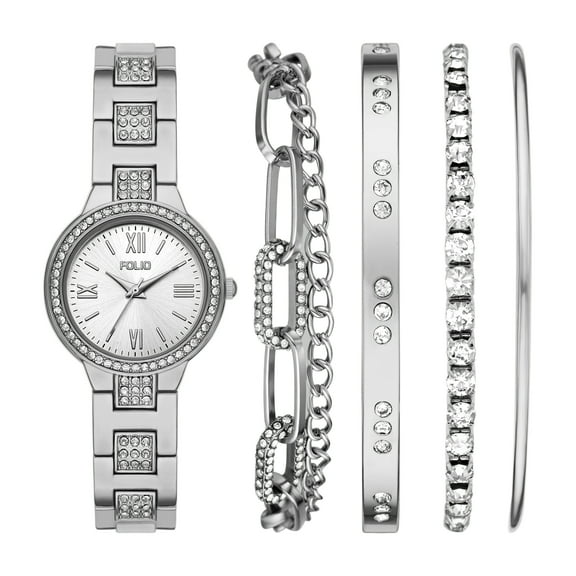 Women's Three-Hand, Silver-Tone Alloy Watch Gift Set