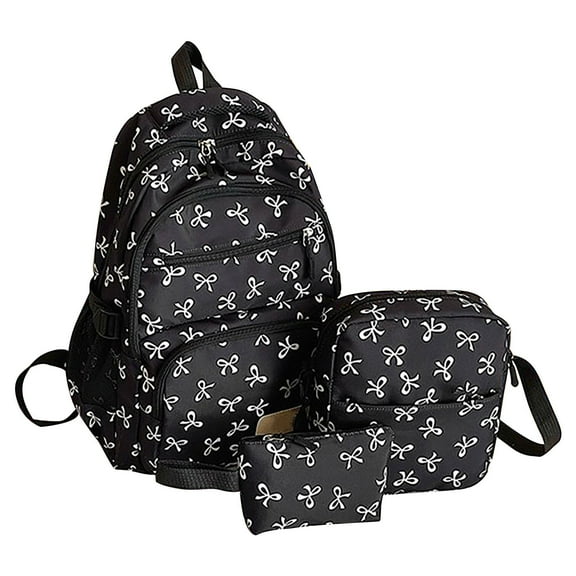 Women's Three Piece Bowknot Handbag Set Backpack Shoulder Bag Tote Large Capacity Versatile Purse Collection for Daily Use