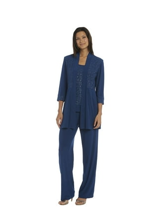 R&M Richards Women's Lace ITY 2 Piece Pant Suit - Mother of The Bride  Outfit