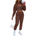 thumbnail image 1 of Women's Three-Piece Sportswear Set: Sexy Long-Sleeve Pullover Hoodie, Short Vest Top, Casual Pants Sports Set, 1 of 5