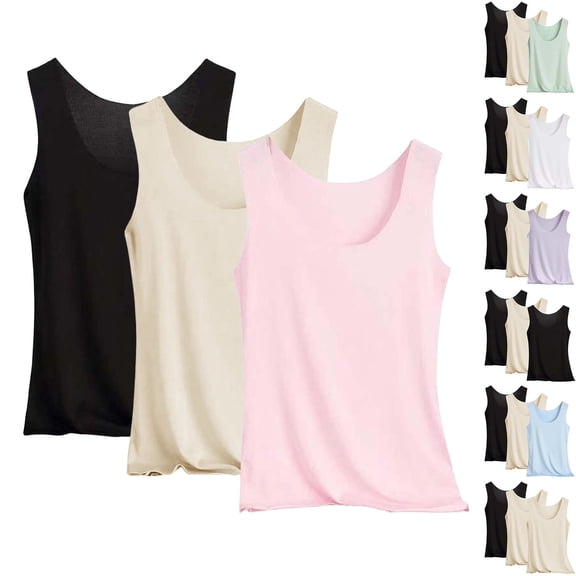 Women's Three Piece Summer Vest Outfit Base Shirt Set Comfort Wear Top