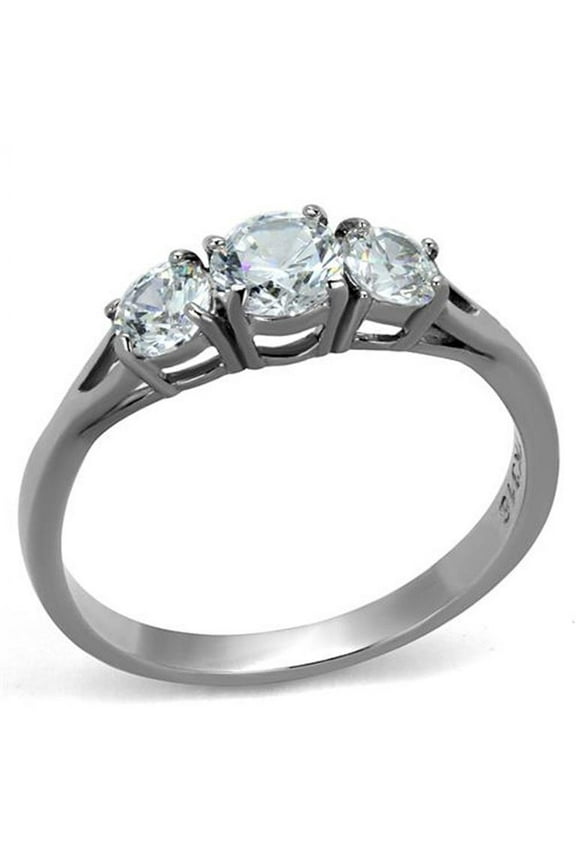 Women's Three Stone .96 Ct Zirconia Stainless Steel Anniversary Ring Size 5