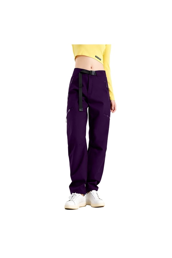 Women's Three-in-One Detachable Hiking Pants, Waterproof Winter Snow Pants with Fleece Lined Removable Inner Layer and Windproof Outer Shell, Outdoor Ski Trousers