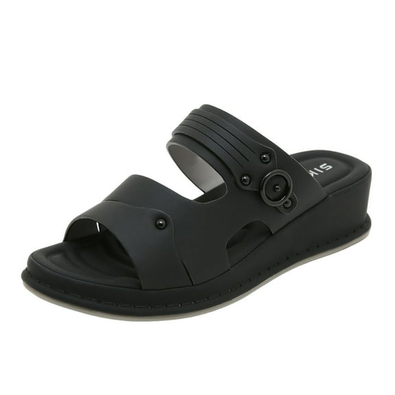 Women's Throwback-Inspired Platform Slippers - Beach Casual Plus Size Peep Toe Comfort Sandals Women's Fashion Casual New Solid Home Comfortable Light Fish Mouth Slippers