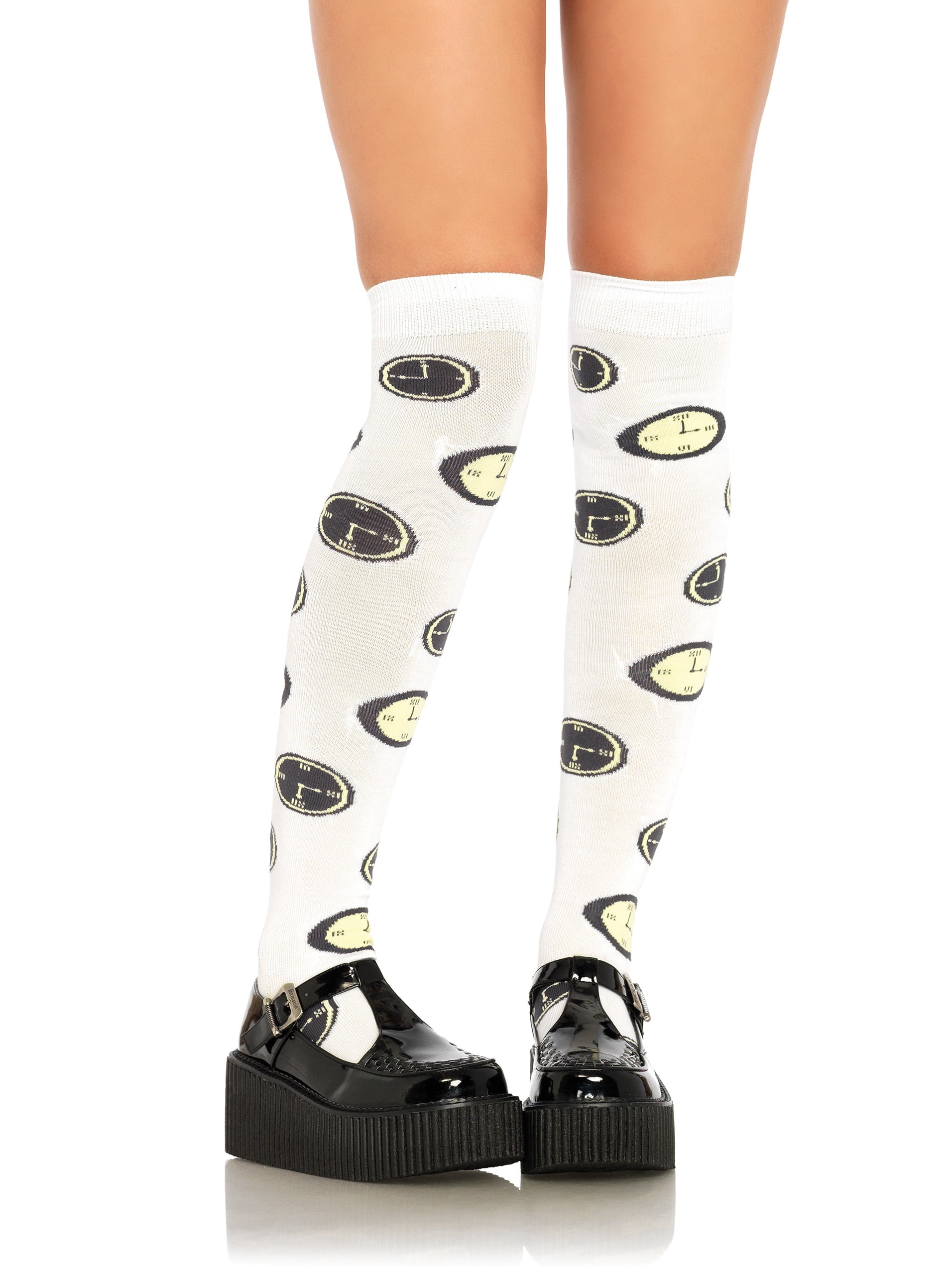 Leg Avenue Women's Tick Tock Thigh High Socks, One Size