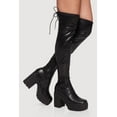 thumbnail image 1 of Women's Tie Back Chunky Heel Over The Knee Platform Boots, 1 of 3