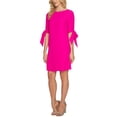thumbnail image 1 of Women's Tie Cuff 3/4-Sleeve Crew Neck Shift Dress Garden Rose 0, 1 of 1