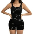 thumbnail image 1 of Women's Tie Dye Bodysuit Square Neck Sleeveless Romper Shorts Body Suit Shapewear Black 2XL, 1 of 4