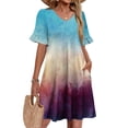 thumbnail image 1 of Women's Tie Dye Dress Ruffle Short Sleeve Flowy Fashionable V Neck A Line Dresses, 1 of 5