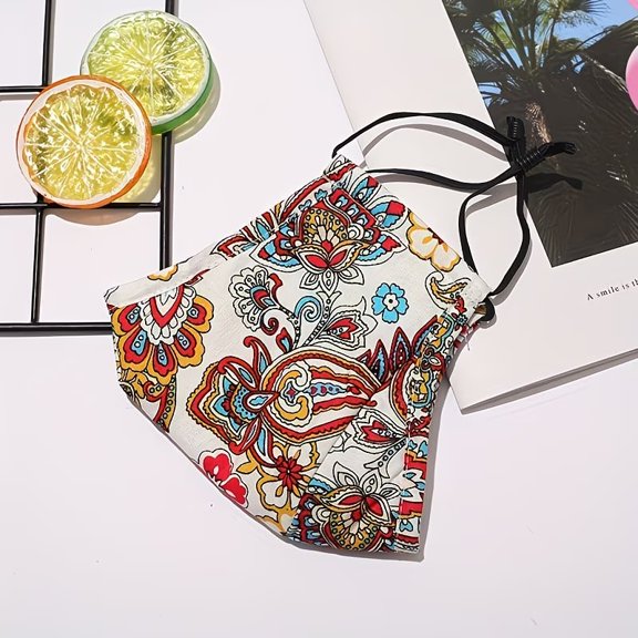 Women's Tie-Dye Floral Print Face Mask Breathable Dustproof Mosquito Protection Reusable Outdoor Mask for Casual Walks & Errands 5 Colors
