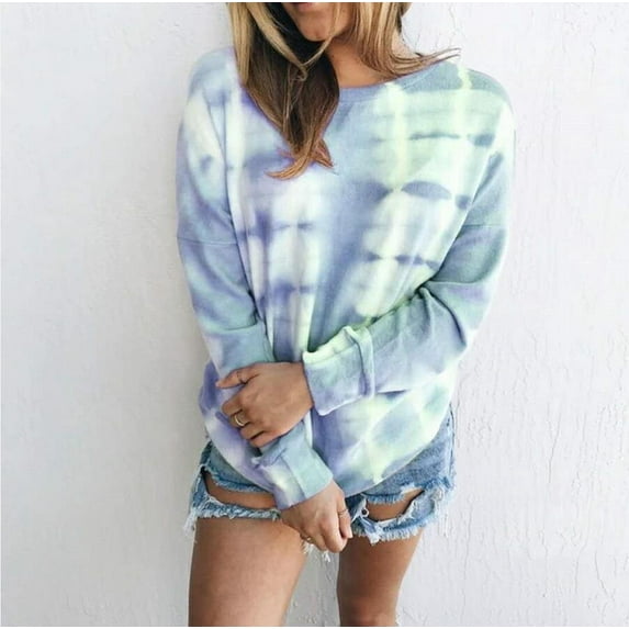 Women's Tie Dye Gradient Print Top Casual Loose Crewneck Long Sleeve Top Urban Casual Daily Office Top