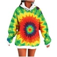 thumbnail image 1 of Women's Tie Dye Hoodies 2025 Fall Winter Pullover Oversized Sweatshirt Trendy Casual Drop Shoulder Tunic Tops with Pocket, 1 of 5
