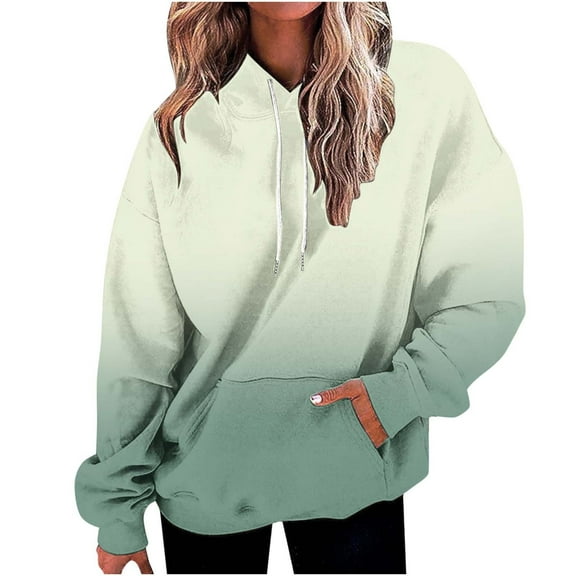 Women's Tie Dye Hoodies Oversized Hoody Pullover with Pocket Casual Loose Fit Hooded Sweatshirt Long Sleeve Tops Fall Winter Hoodie Trendy Fashion Drawstring Pullovers #03 Green L