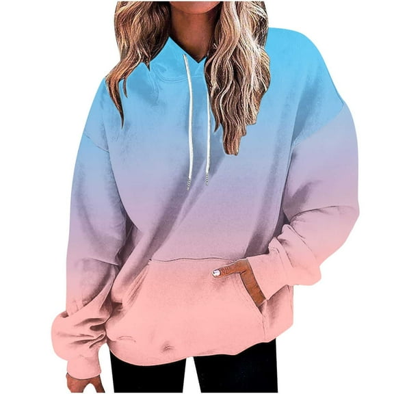 Women's Tie Dye Hoodies Oversized Hoody Pullover with Pocket Casual Loose Fit Hooded Sweatshirt Long Sleeve Tops Fall Winter Hoodie Trendy Fashion Drawstring Pullovers #06 Pink XXL