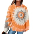 thumbnail image 1 of Women's Tie Dye Hoodies Trendy Casual Waffle Pullover Oversized Sweatshirt 2025 Fall Winter Loose Tunic Tops with Pocket, 1 of 6