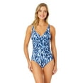 thumbnail image 1 of Anne Cole Women's Ikat Tie Dye Hidden Underwire Drape Front One Piece Swimsuit, 1 of 4