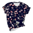 thumbnail image 1 of Women's Tie Dye Ombre Comfy Casual Shirts Summer Clothes for Teen Girls Dressy Casual Tops for Lady Short Sleeve Loose Fit Flowy Tunic Tops Fashion 2024 Round Neck Blouse Vintage Navy T Shirts M, 1 of 6
