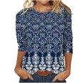 thumbnail image 1 of Women's Tie Dye Ombre Spring Elegant Shirts Summer Clothes for Teen Girls Dressy Casual Tops Vintage 3/4 Sleeve Loose Fit Flowy Tunic Tops Fashion 2024 Round Neck Blouse Multicolor T Shirts M, 1 of 5