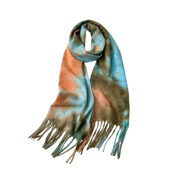 Women’s Tie-Dye Scarf Soft soft cozy-Like Winter Wrap Long Lightweight Shawl with Tassel Fashion Scarves,F