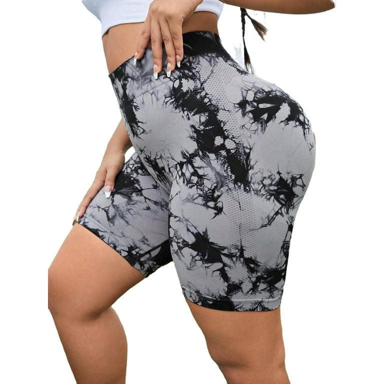 Women s Tie Dye Skinny Multicolor Plus Size Shorts 0XL