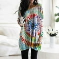 thumbnail image 1 of Women's Tie-Dye Spiral Printing Dresses Bat Sleeved Round Neck Dress, 1 of 1