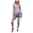thumbnail image 1 of Women’s Tie Dye Two Piece Pajamas Set Long Sleeve Pullover Sweatshirt with Long Pants Cozy Sleepwear Loungewear, 1 of 7