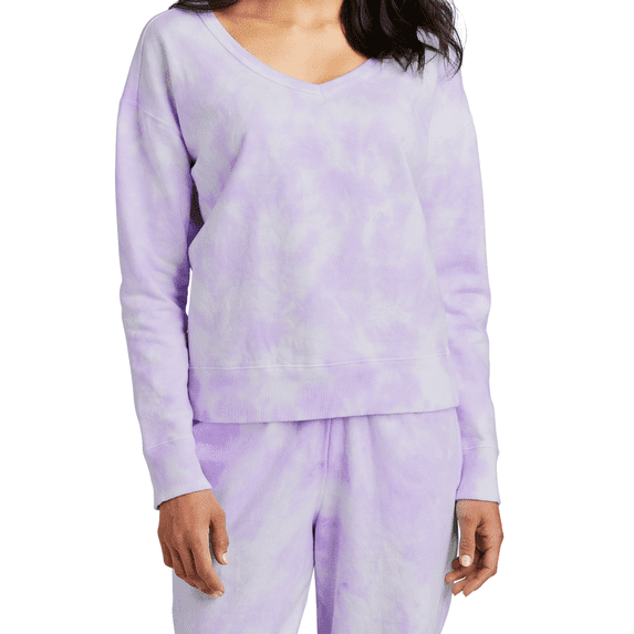 Women's Tie-Dye V-Neck Sweatshirt Soft Cotton-Poly Fleece Beach Wash LPC140V