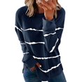 thumbnail image 1 of Women's Tie-Dyed Printed Striped Round Neck Loose Long Sleeves Sweatshirt, 1 of 2