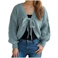 thumbnail image 1 of Women's Tie Front Bow Cardigan Sweaters Fashion Fall Oversized Long Sleeve Open Front Chunky Sweater Outwear Solid, 1 of 5
