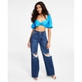 thumbnail image 1 of Women's Tie-Front Cropped Top Aqua M, 1 of 1