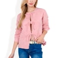 thumbnail image 1 of Women's Tie Front Knit Cardigan with Long Sleeves and Open Front Design - Large, Mauve Pink, 1 of 7
