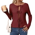 thumbnail image 1 of Women's Tie Front Knitted Cardigan Sweaters Long Sleeve Fall Winter Jacket Coats Slim Fit Knitwear Tops, 1 of 8