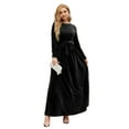 thumbnail image 1 of Women's Tie Front Round Neck Long Sleeve Maxi Dress in 100% Polyester Fabric with Slight Stretch and Sheer Detail, 1 of 16