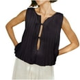 thumbnail image 1 of Women‘s Tie Front Tank Tops Casual Summer V Neck Sleeveless Shirts Trendy Loose Flowy Solid Color Cute Vest (S, Black), 1 of 5