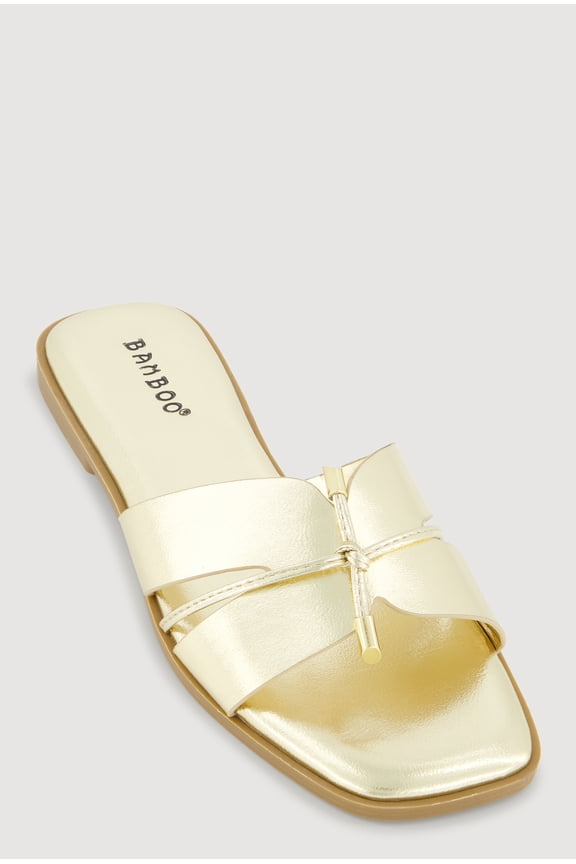 Women's Tie Knot Detail Cut Out Band Slide Sandals